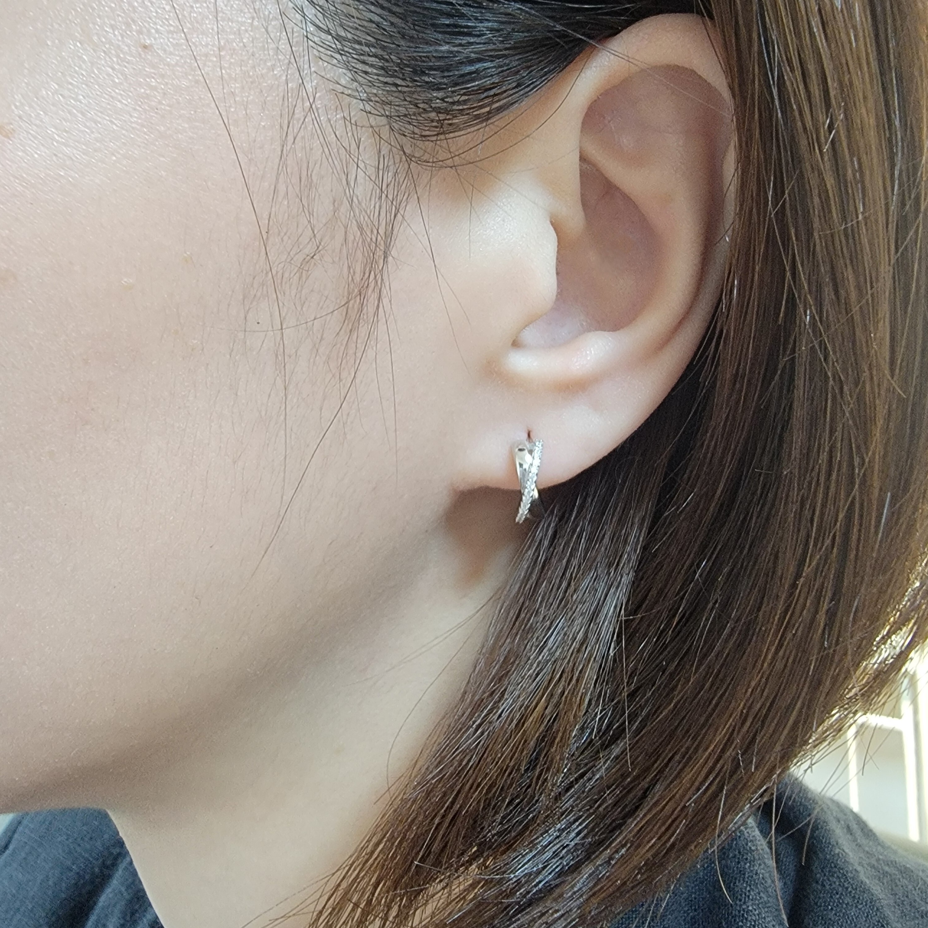 【me.luxe】SV交織鋯石圈圈耳環12mm