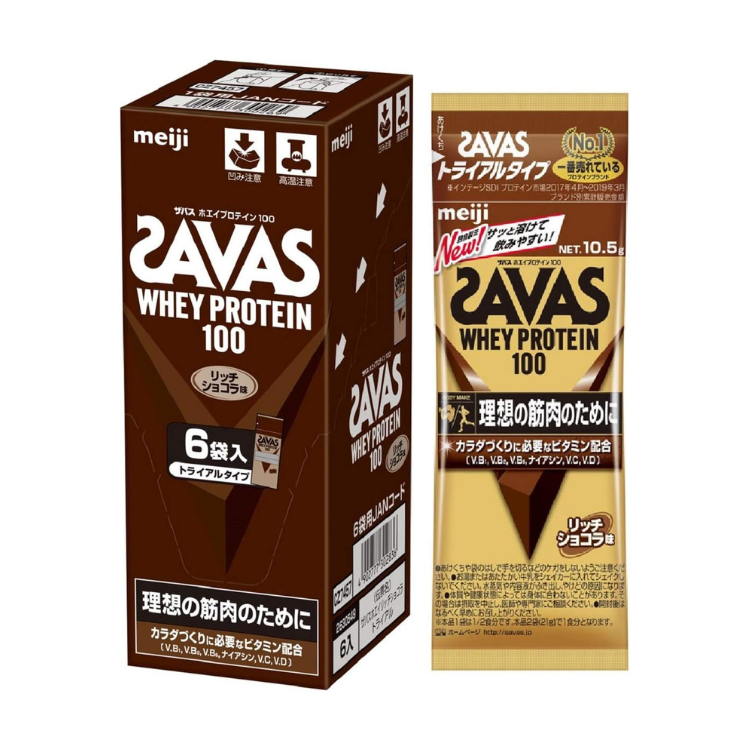 明治 Meiji Savas 100%乳清蛋白粉 濃郁朱古力味 體驗裝 (10.5g x 6袋入)