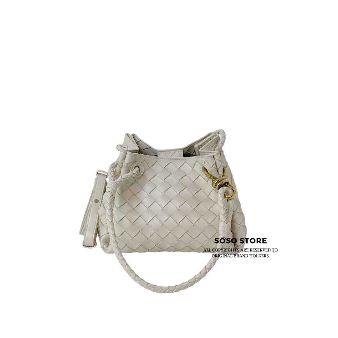 Bottega Veneta Parachute Small Intrecciato Shoulder Bag - Sea Salt / SHW
