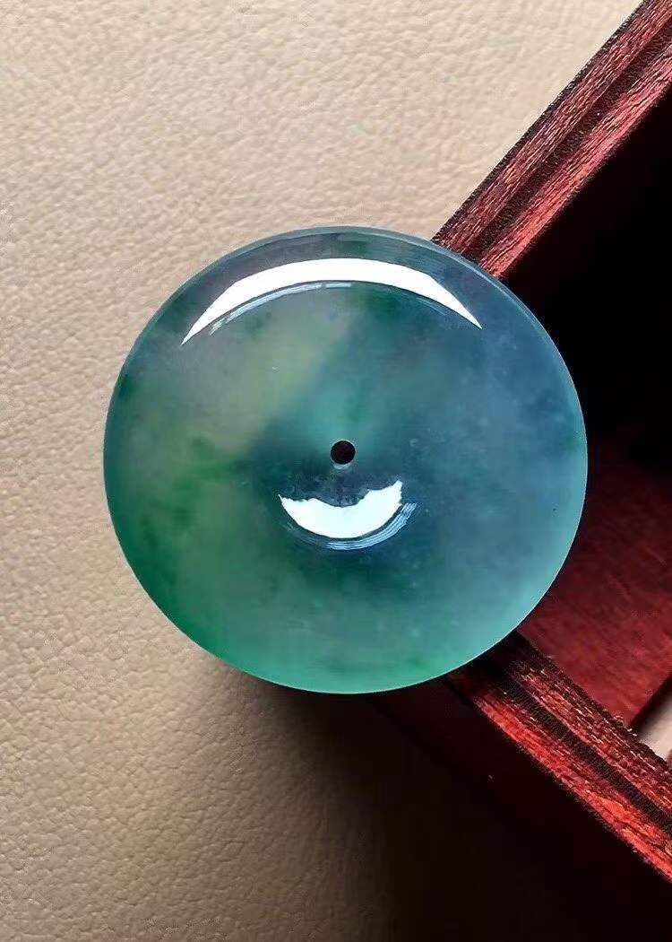 翡翠高冰綠花懷古 (26.5mm直徑),天然翡翠A玉, 緬甸玉, Jade, Jadeite