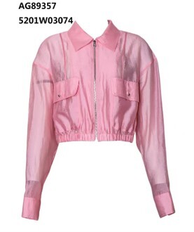 0612AT05-ANOTHERSZHK-APPAREL-法式輕盈亮面翻領拉鍊短外套（A5）