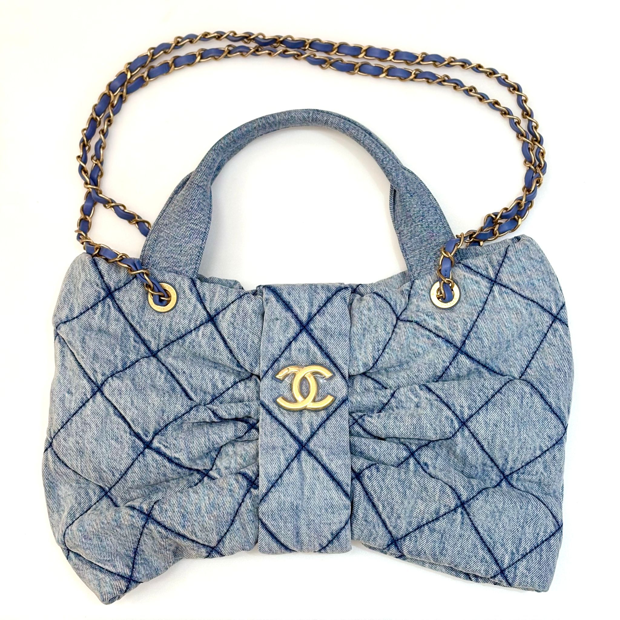 全新CHANEL HANDBAG AS5851 牛仔布金扣 蝴蝶包 KZE2XXXX #BRAND NEW #香榭站正品