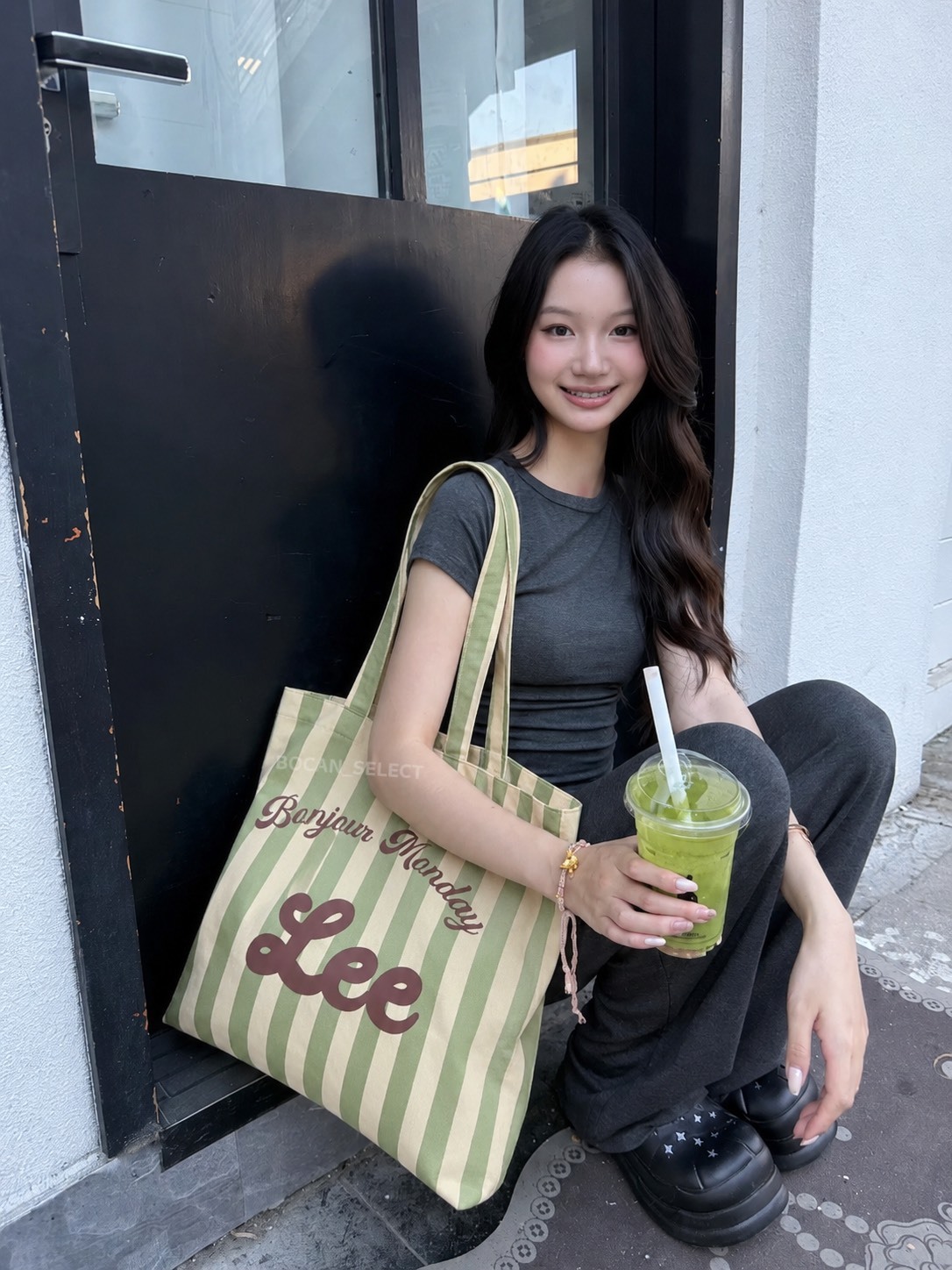 LEE 條紋 帆布 托特包