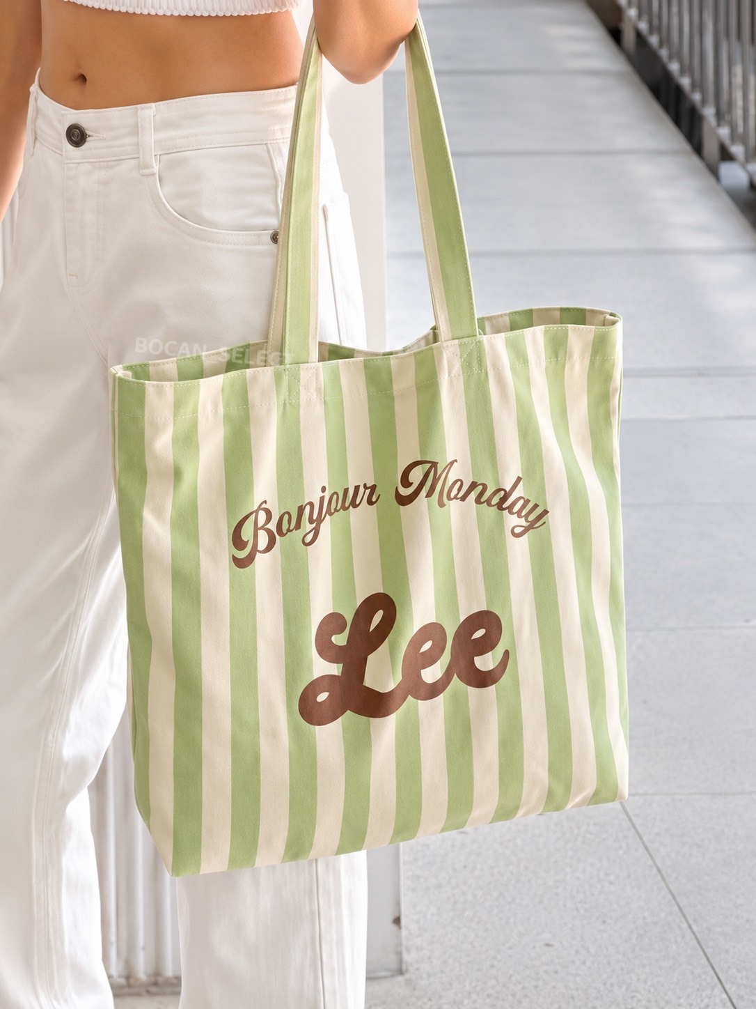 LEE 條紋 帆布 托特包