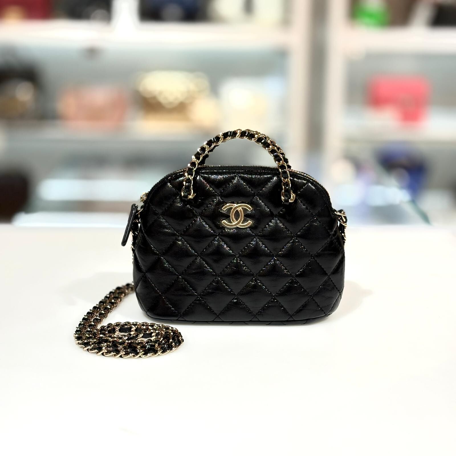 全新CHANEL貝殼包 AP3354  黑色油蠟皮金扣  GNE5XXXX  #BRAND NEW #香榭站正品