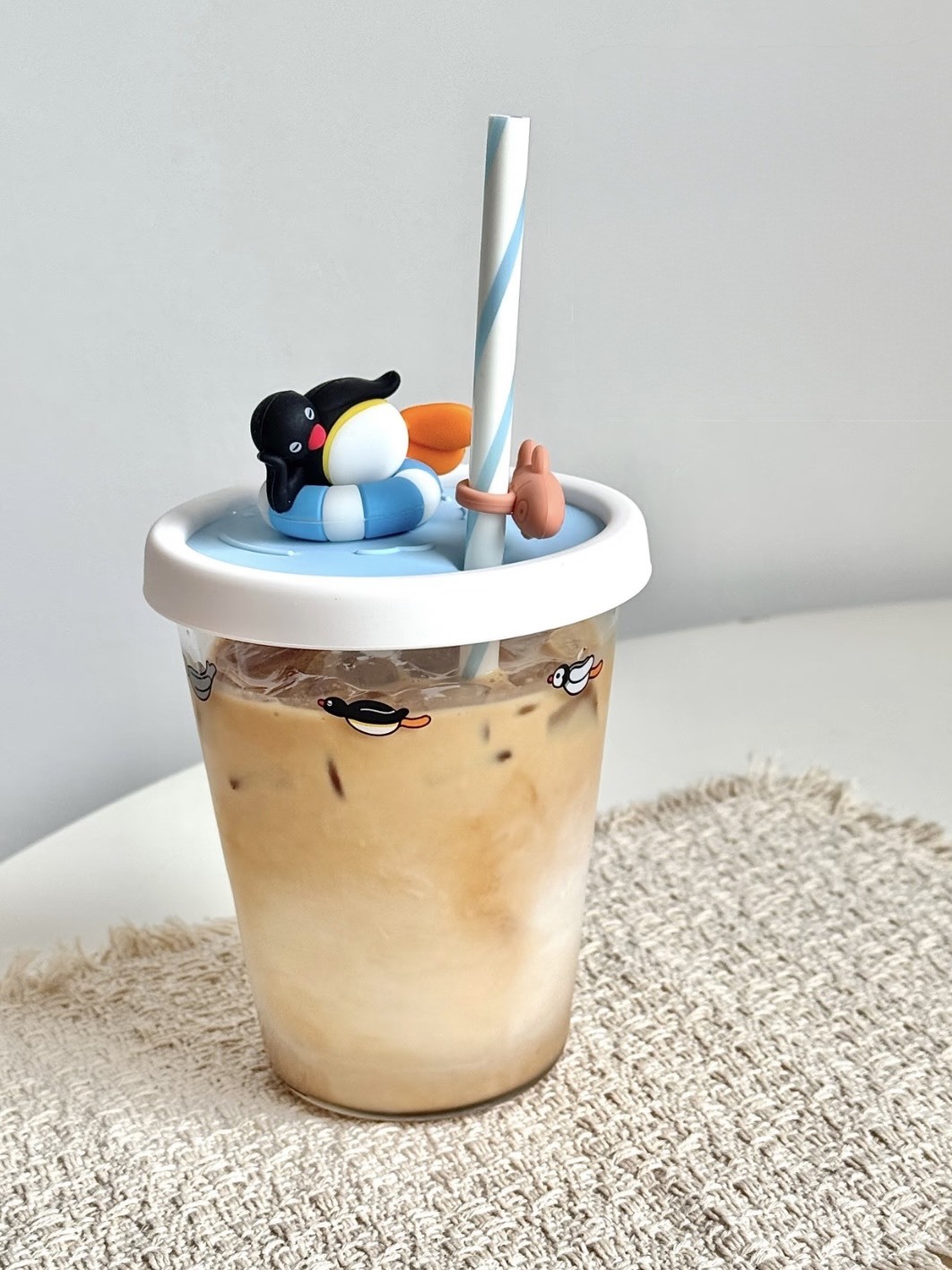 正版授權 PINGU 大容量 玻璃 吸管杯 470ML