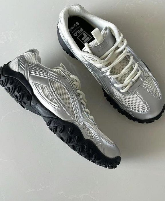 FILA 休閒鞋 ECHAPPE MS 銀黑 薄底 韓版 Y2K 運動鞋 女 4C636Y063