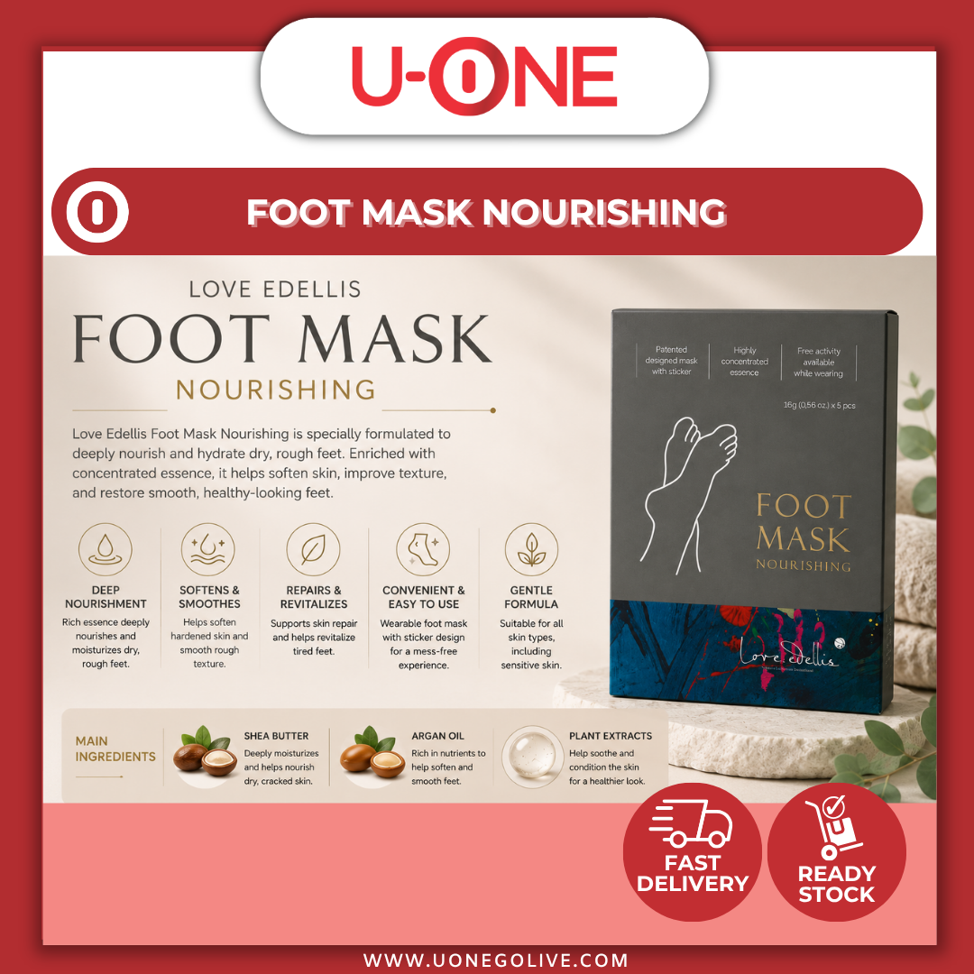 U-ONE | Korea | Love Edellis | Foot Mask Nourishing | 16g x 5pcs