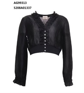 0612AT13-ANOTHERSZHK-APPAREL-法式浪漫木耳邊雙重抓褶長袖上衣（A-B13）