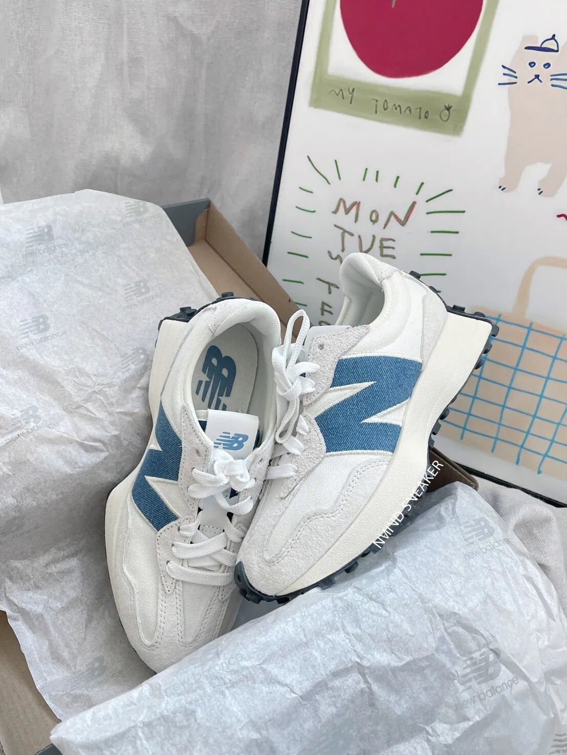 <零碼NB出清來拉❗> New Balance 327 杏奶海藍 (WS327JB)
