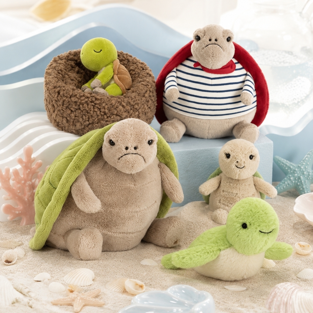 JELLYCAT 海洋系列 提米海龜 生氣龜 頂針小海龜 烏龜浪漫裝 毛絨小海龜 冬眠烏龜 烏龜 可愛 玩偶 毛絨公仔 7/13/21/28cm