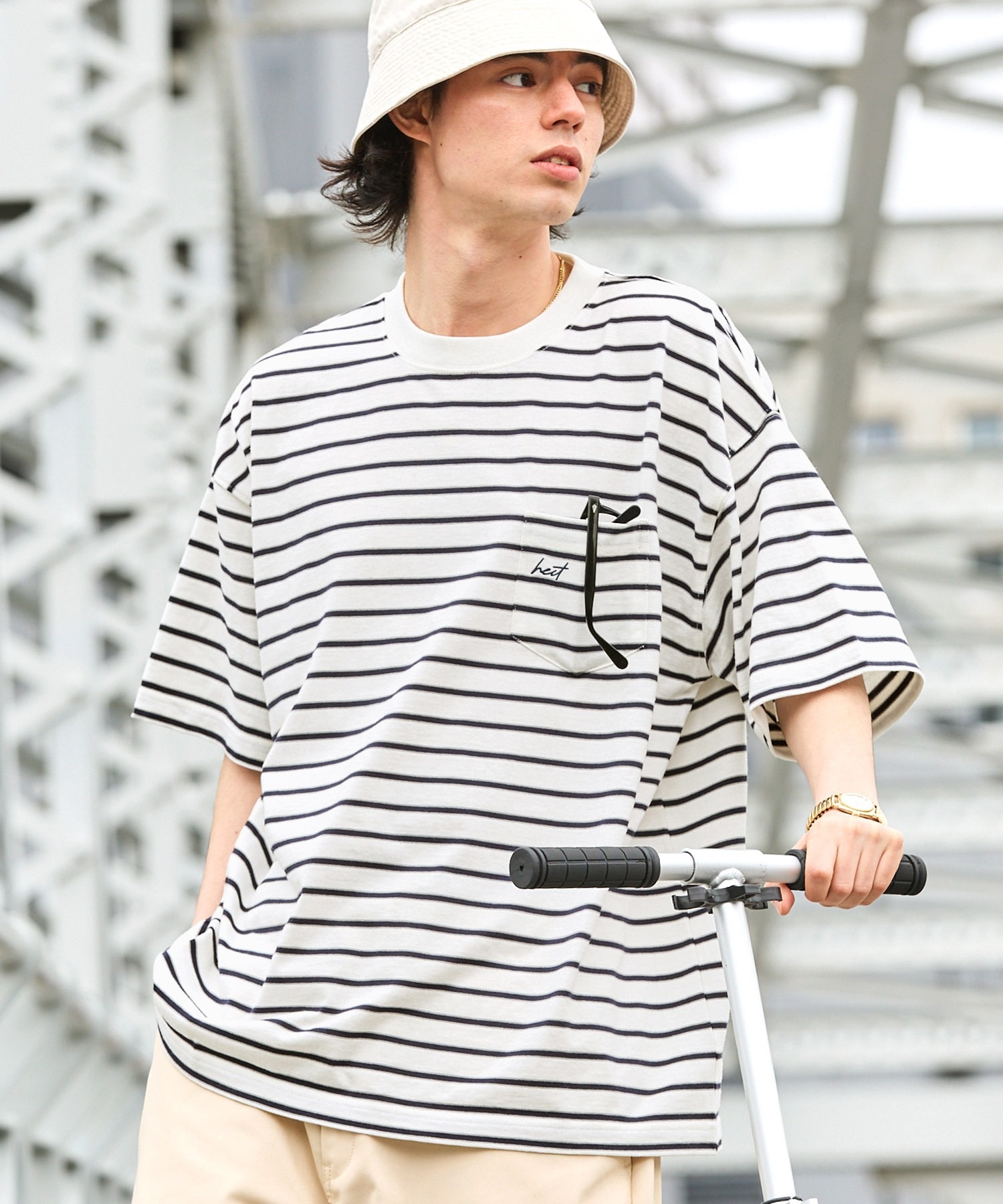 #預購 HECT 26SS 定番款 City Boy 美式寬鬆落肩 口袋刺繡條紋短踢 六色