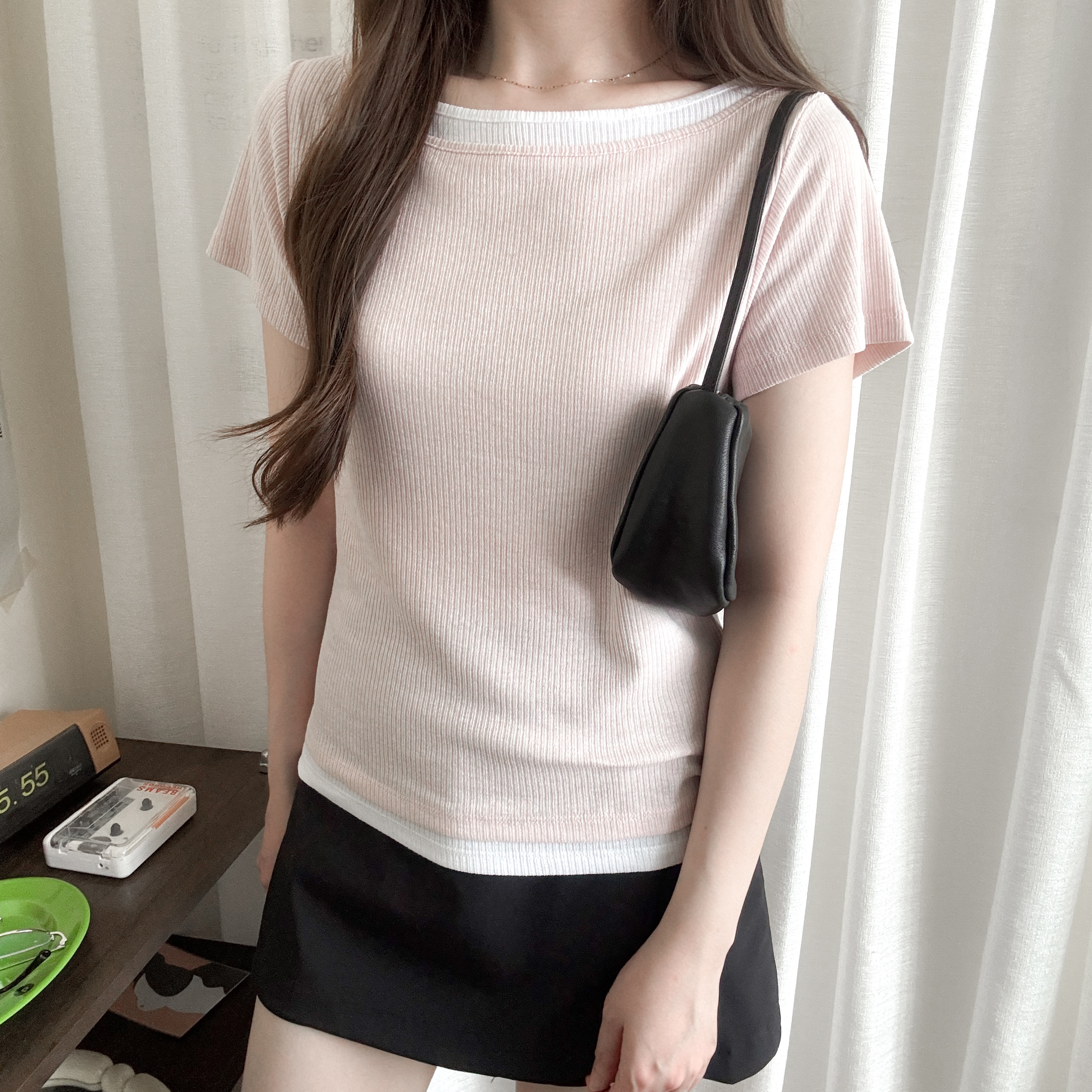 拼接船領坑紋Top