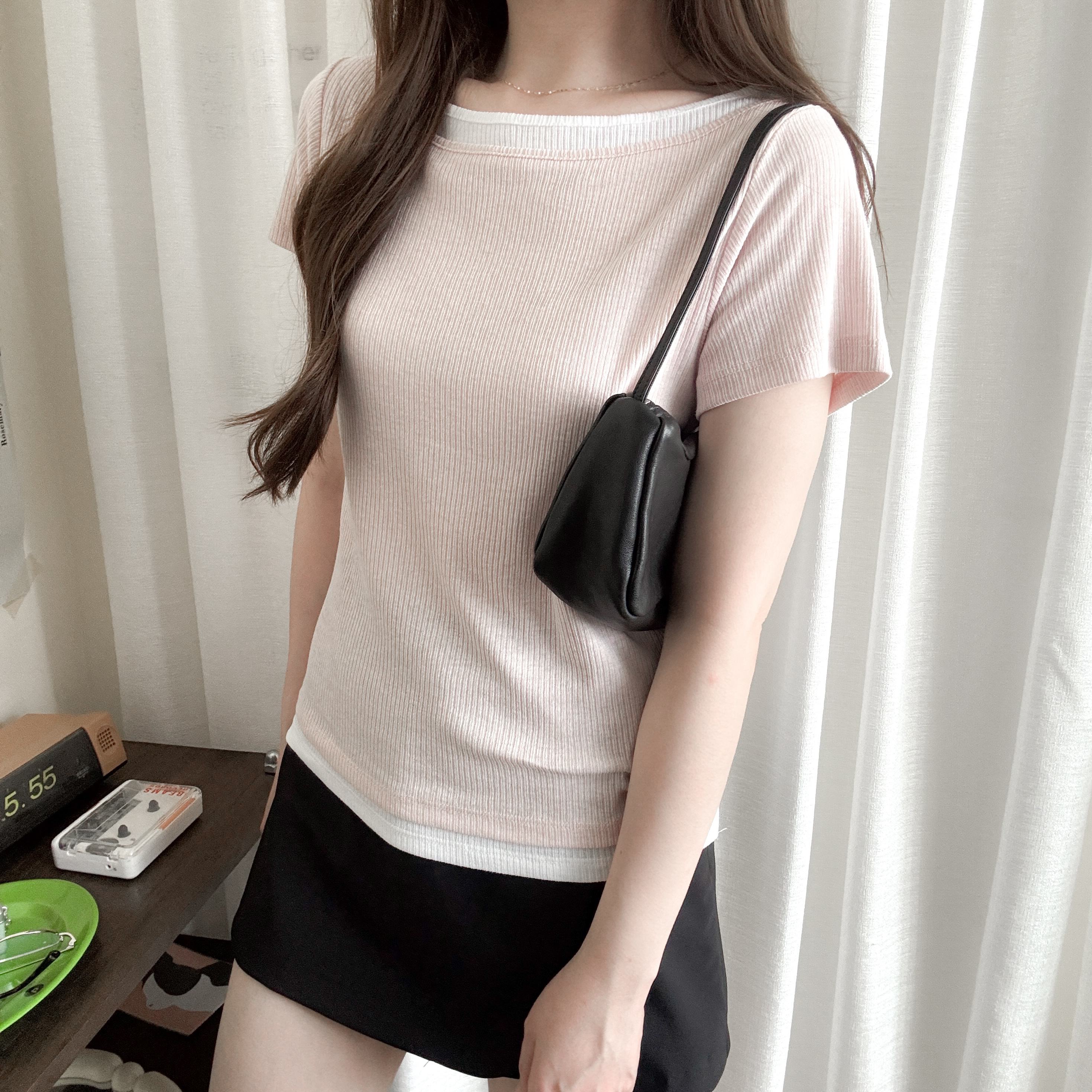 拼接船領坑紋Top