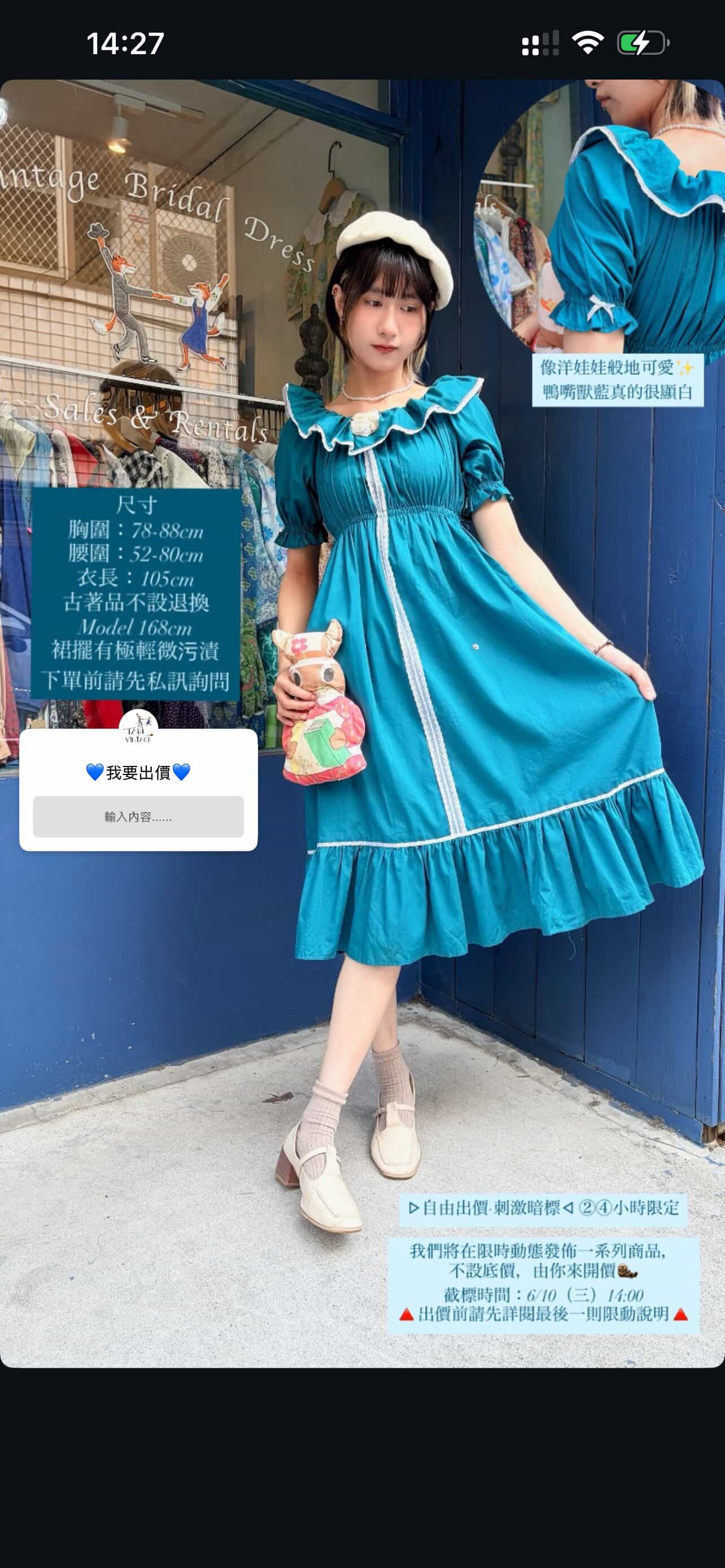暗標+直播客訂商品 / 鴨嘴獸藍洋裝.A14.A20.B07