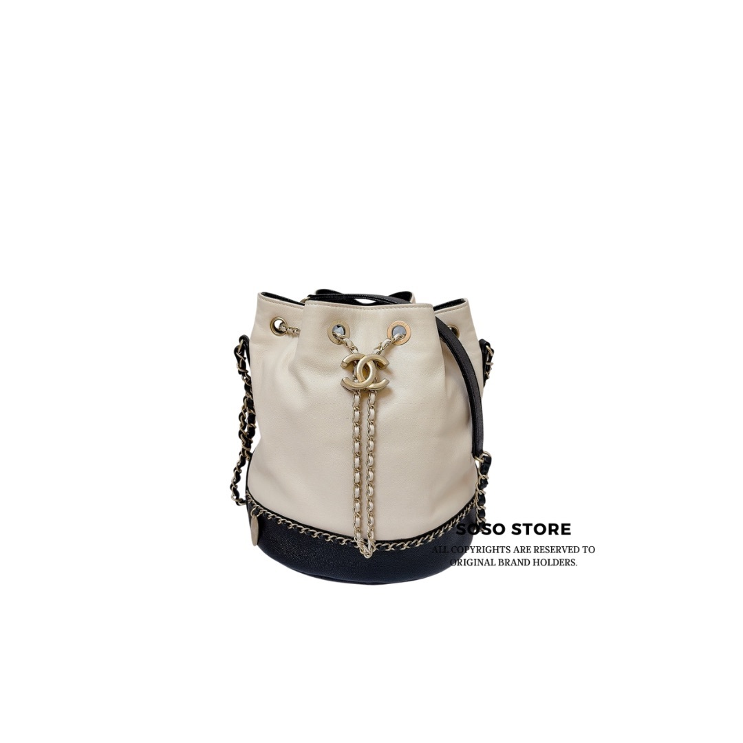 Chanel Gabrielle Small Bucket Bag - White / GHW