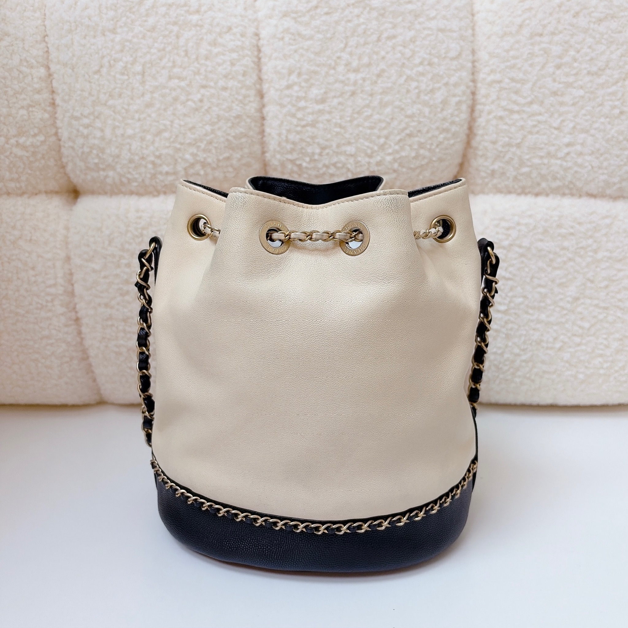 Chanel Gabrielle Small Bucket Bag - White / GHW