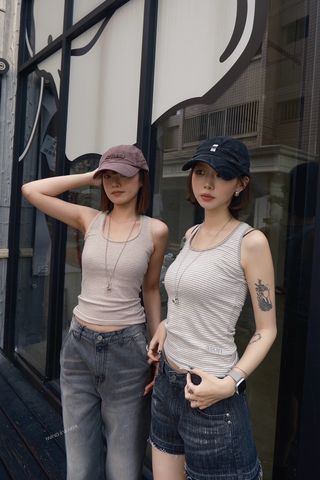 <快速出貨> ASON 條紋蕾絲無袖背心 三色