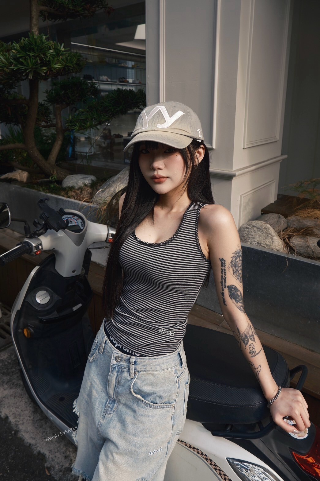 <快速出貨> ASON 條紋蕾絲無袖背心 三色