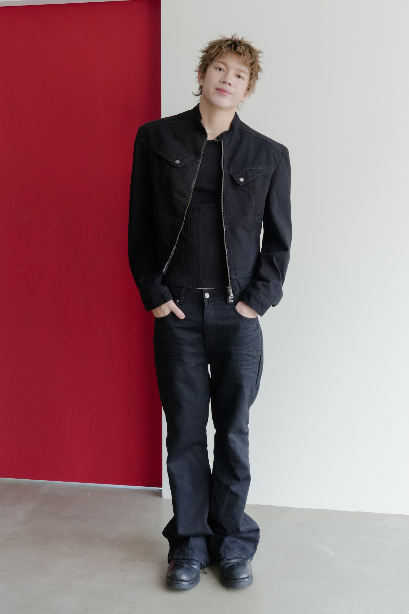 black shoulder pad biker set- jacket