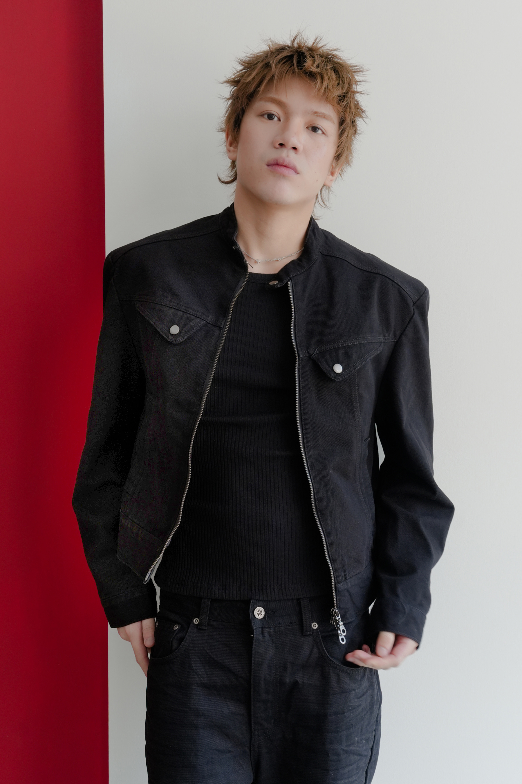 black shoulder pad biker set- jacket