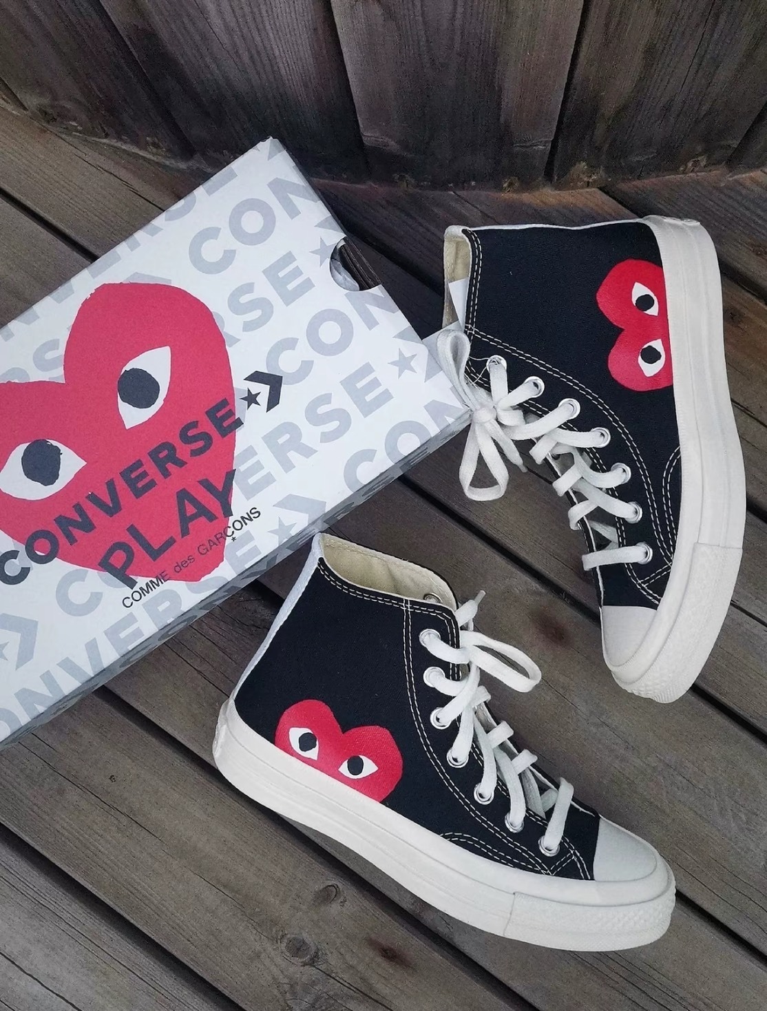 CONVERSE x CDG PLAY 聯名款 川久保玲 黑色 高筒 帆布鞋 1970 復古 大紅心 A08791C