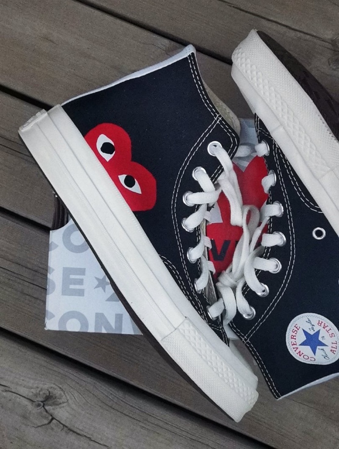 CONVERSE x CDG PLAY 聯名款 川久保玲 黑色 高筒 帆布鞋 1970 復古 大紅心 A08791C