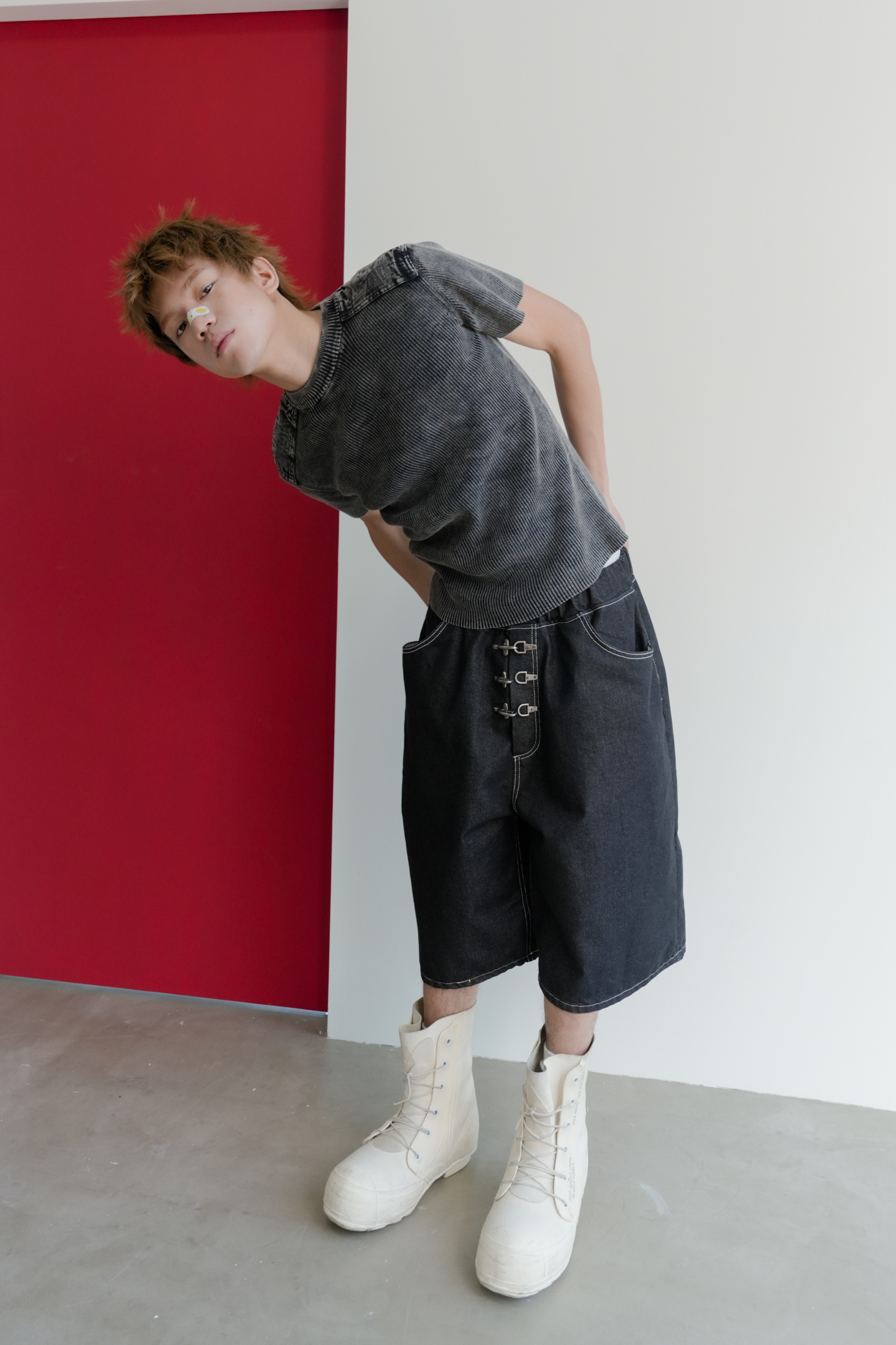 buckle bermuda denim pants #五分褲