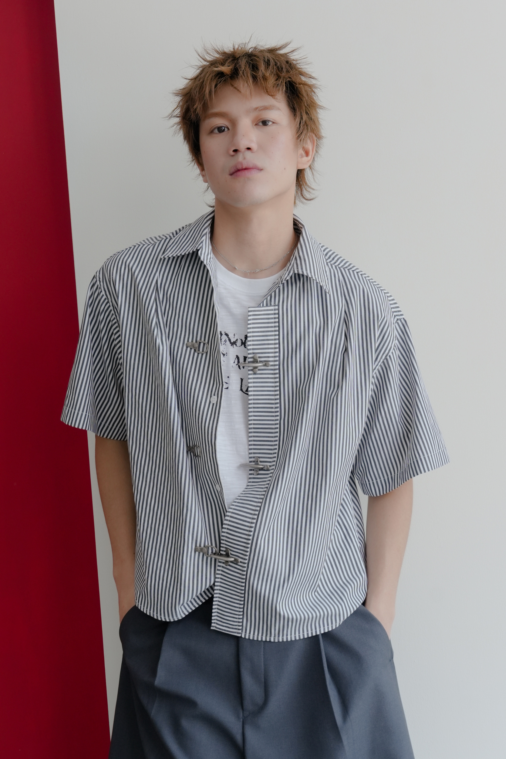 buckle crop short sleeve shirt #襯衫