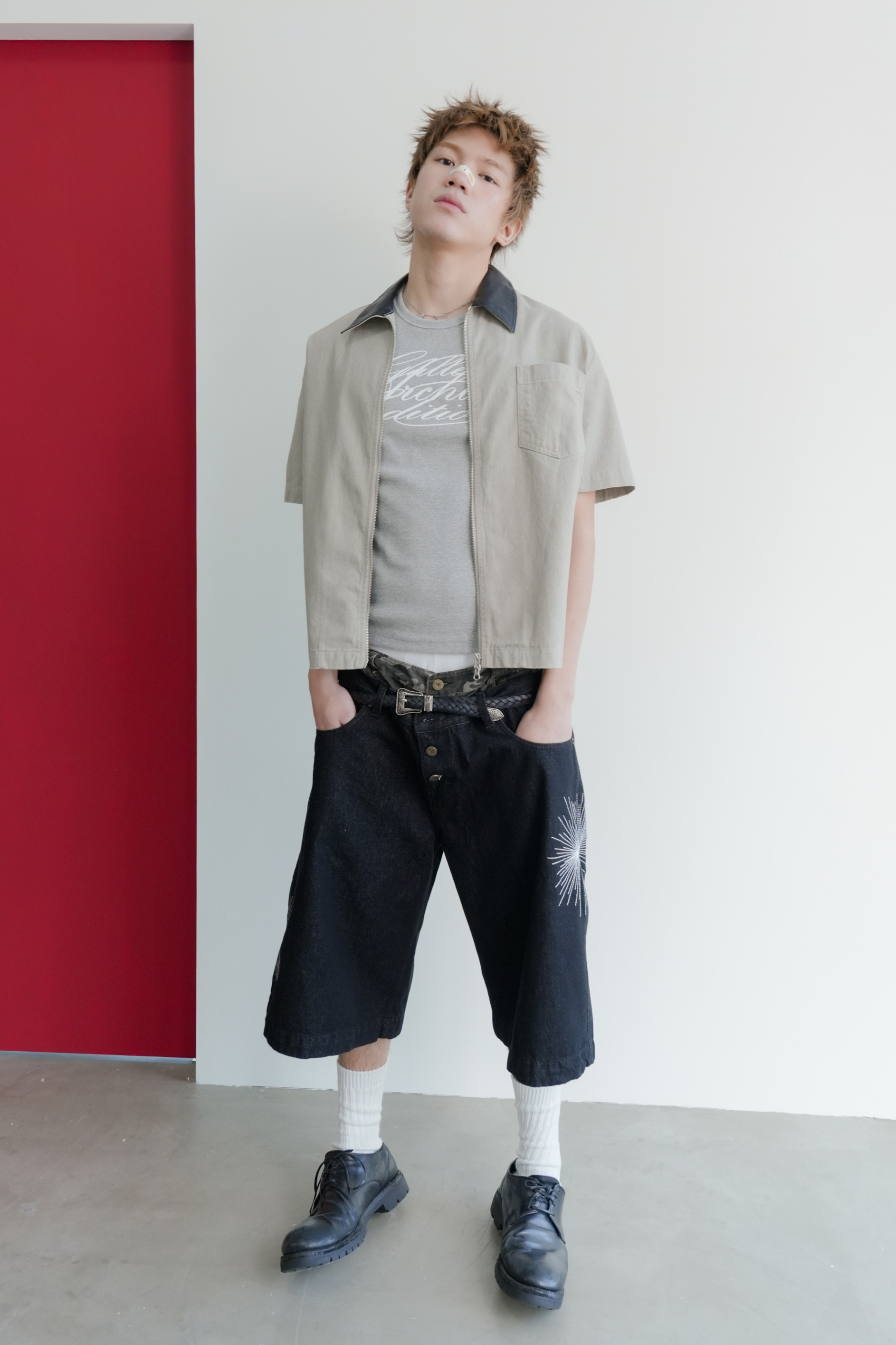 camo sagging bermuda denim #五分褲