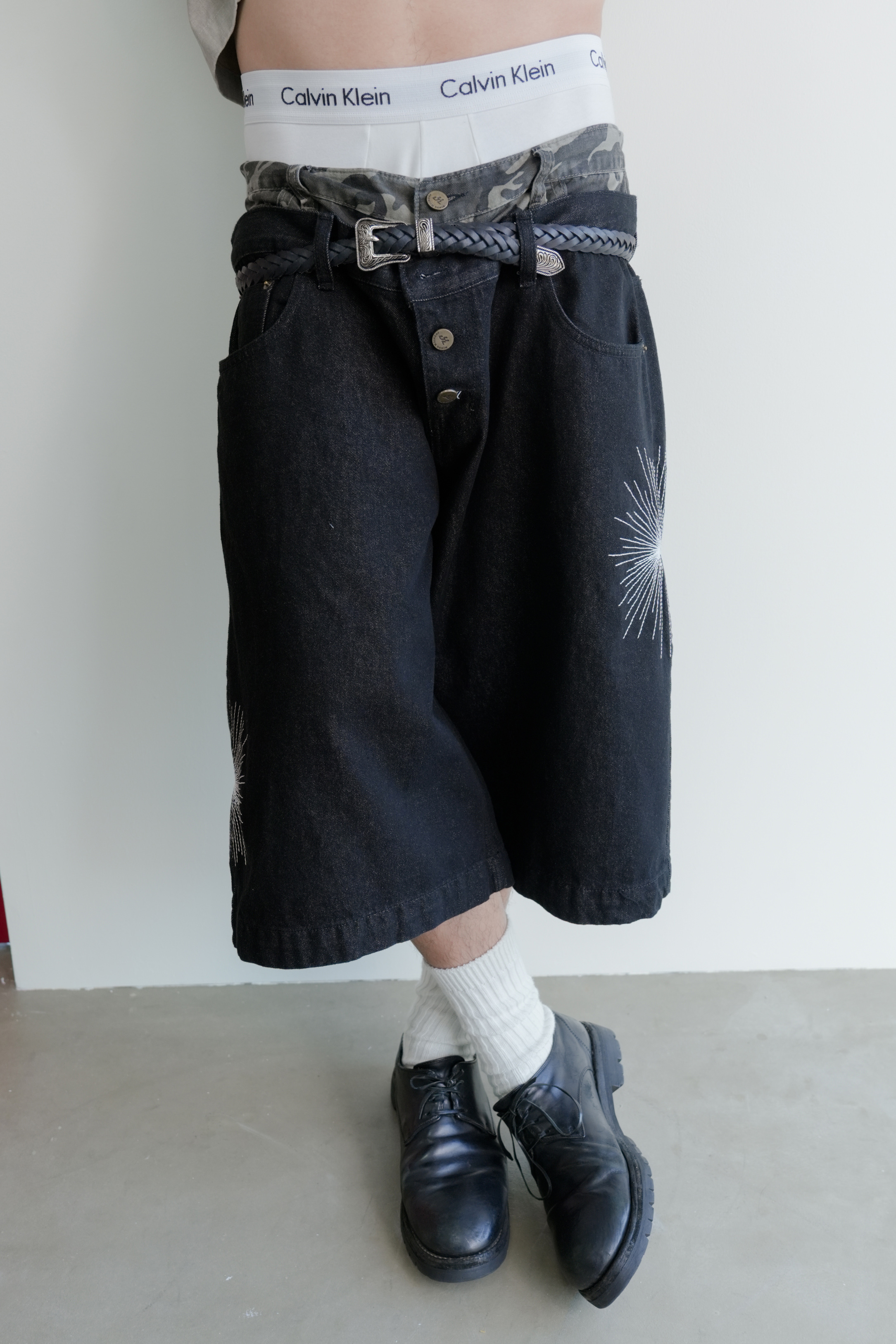 camo sagging bermuda denim #五分褲