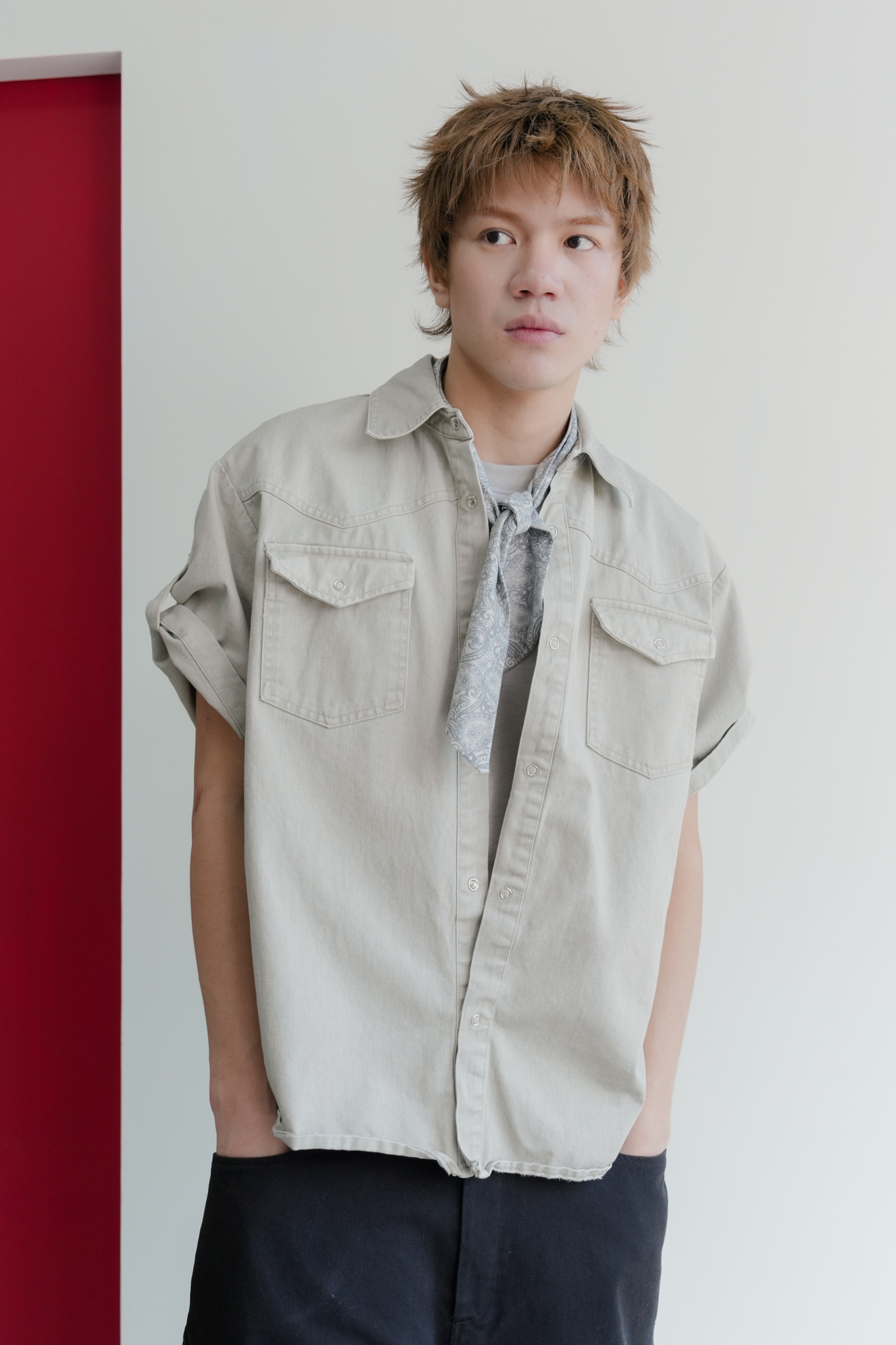 cationic western short sleeve shacket #上衣