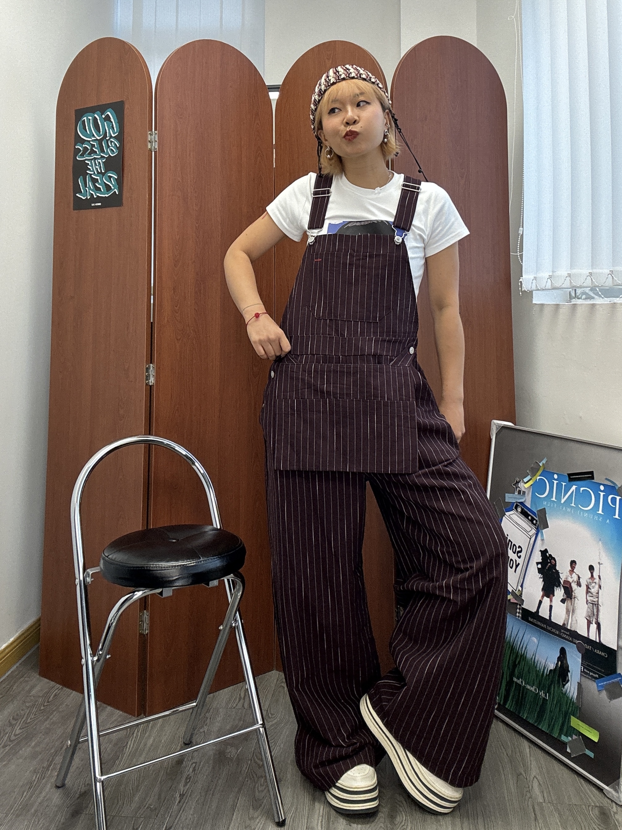 棗紅麻料工人褲