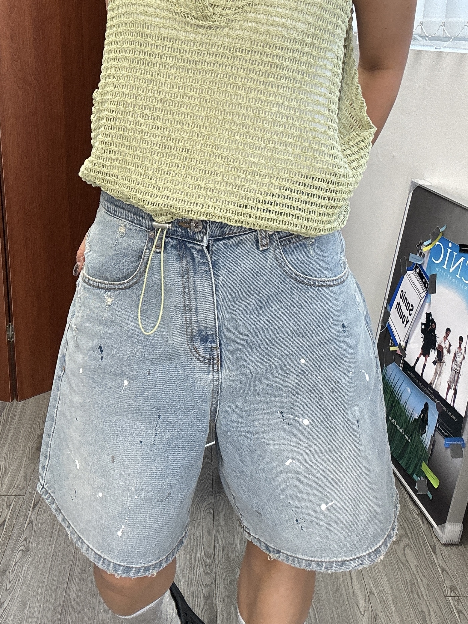 油漆三骨牛仔褲 (Size S-L)