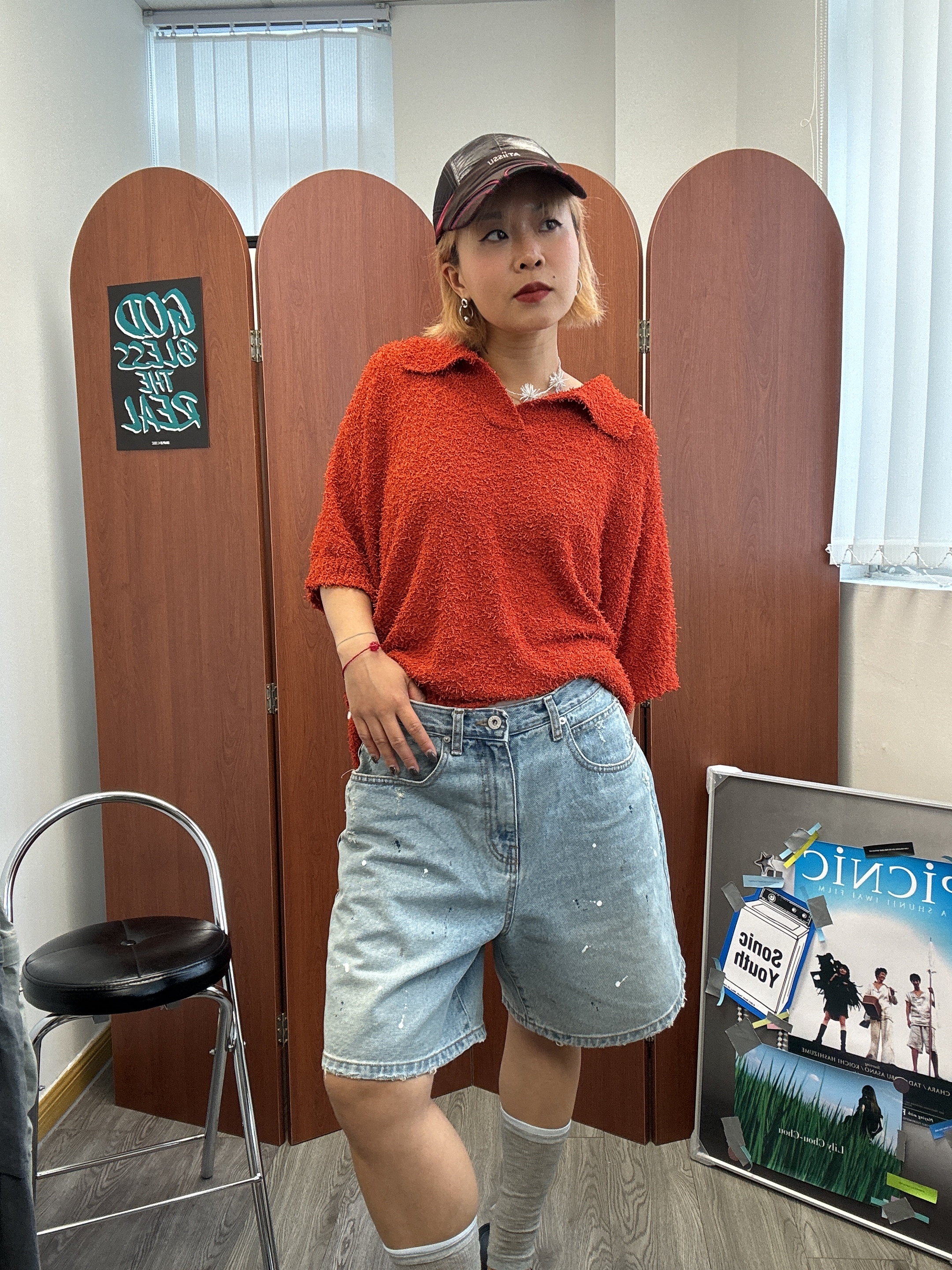 油漆三骨牛仔褲 (Size S-L)