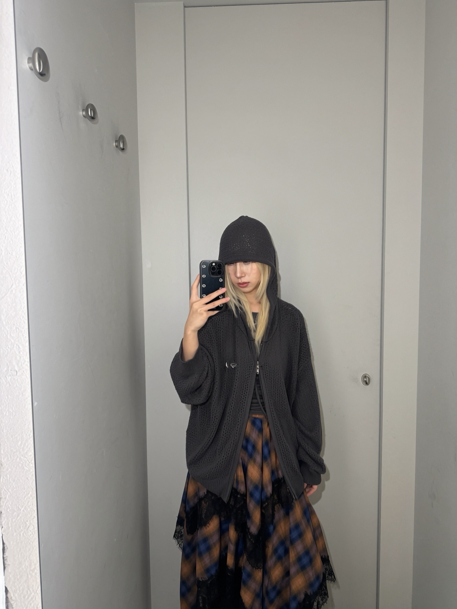PCES 04 Zero Waste Checker Lace Skirt