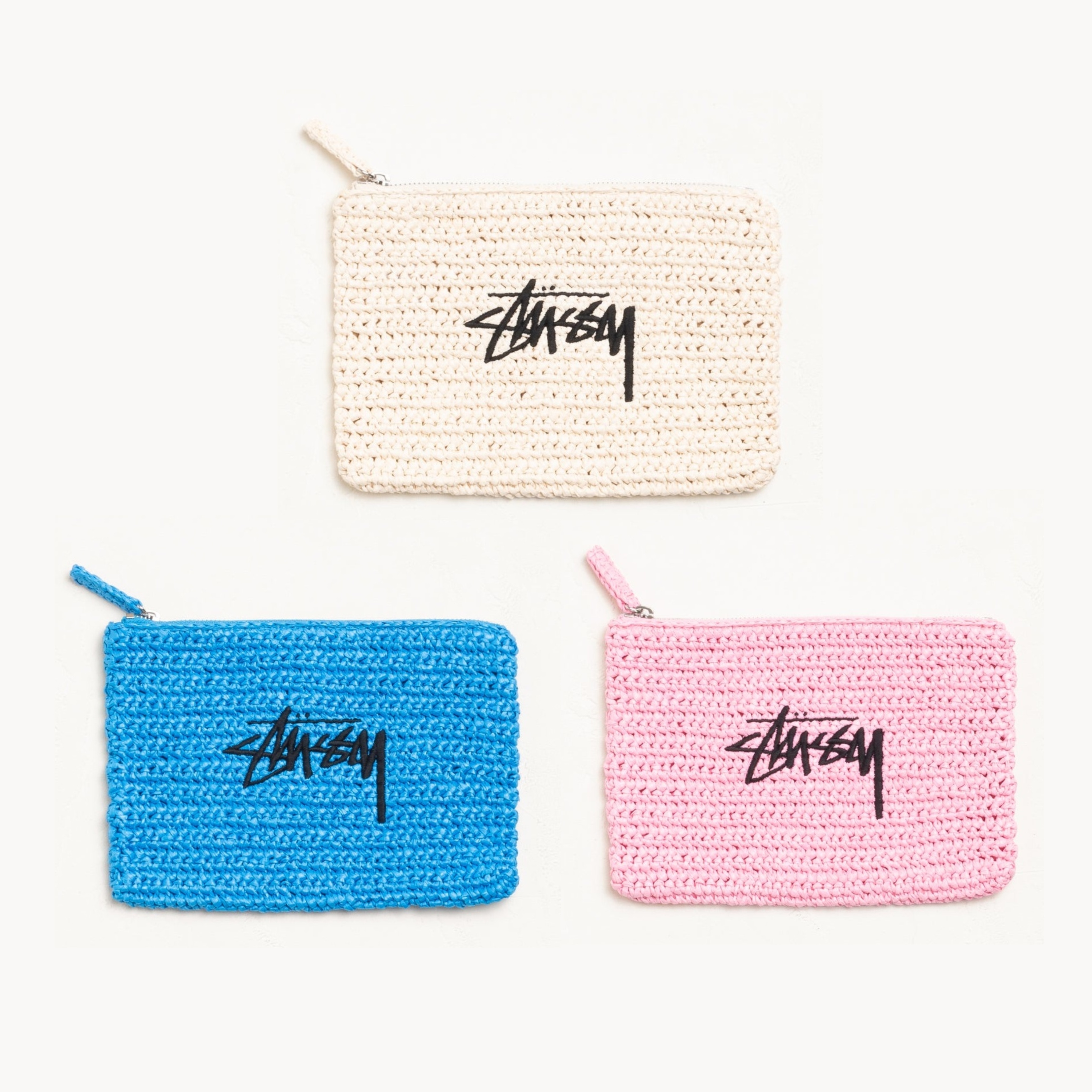 2026SS STUSSY RAFFIA ZIP POUCH 編織 零錢包 卡片夾 卡夾 卡包 現貨 134271