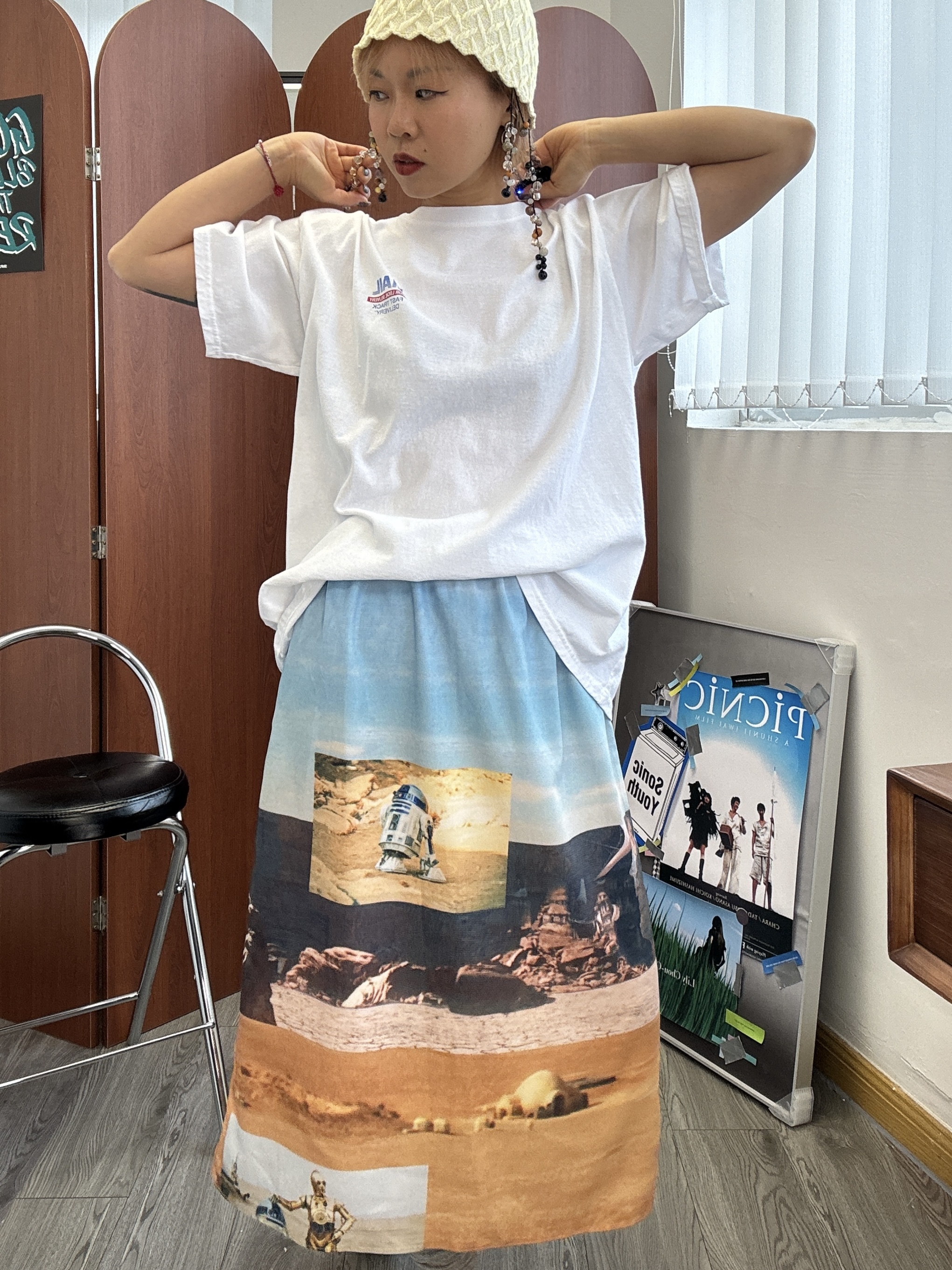 靚print 滑滑半截裙
