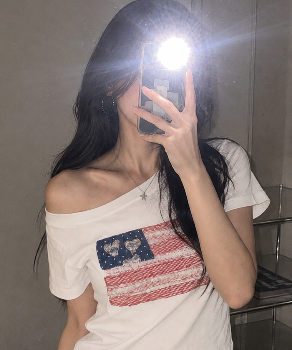 ROGIN N ROSIE USA Banner 蕾絲單肩上衣 白色 260213_9