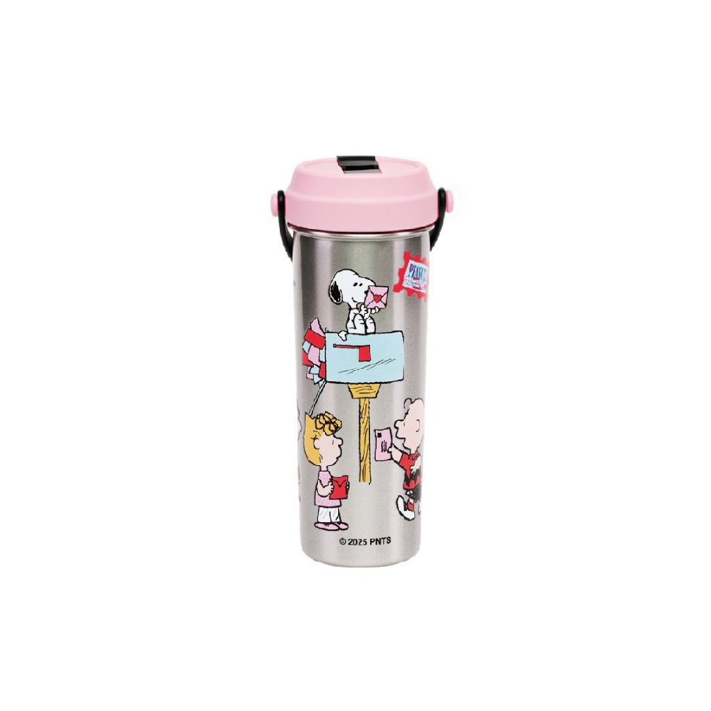 HKHG0611-020 600ml 史諾比不鏽鋼手提保溫瓶-粉色 (A20)