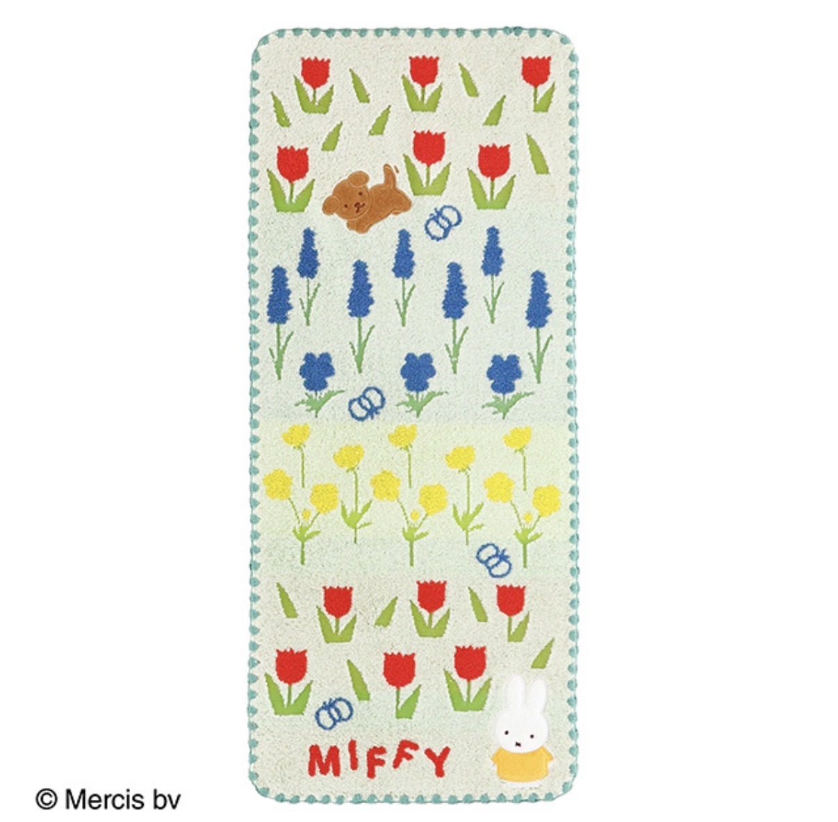 JP Miffy 刺繡 超柔軟吸水長毛巾 淺綠花花密集 防臭抗菌 9014 TK260610