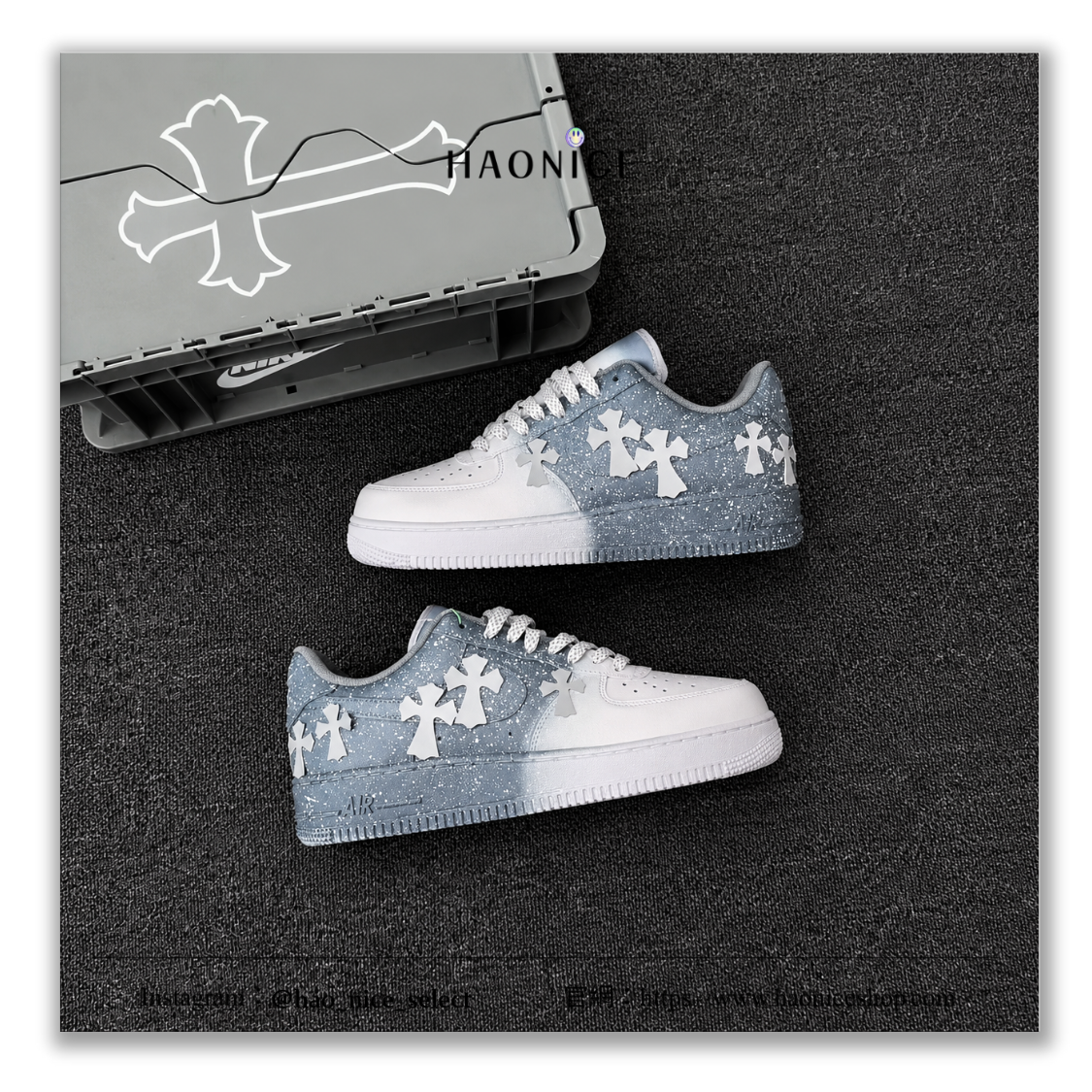 【HAO NICE】客製🎨Nike Air Force 1 x Chrome Hearts克羅心 夜光 反光十字架 漸層 黑白星空 板鞋 休閒鞋 假一賠十 配合legit 驗貨