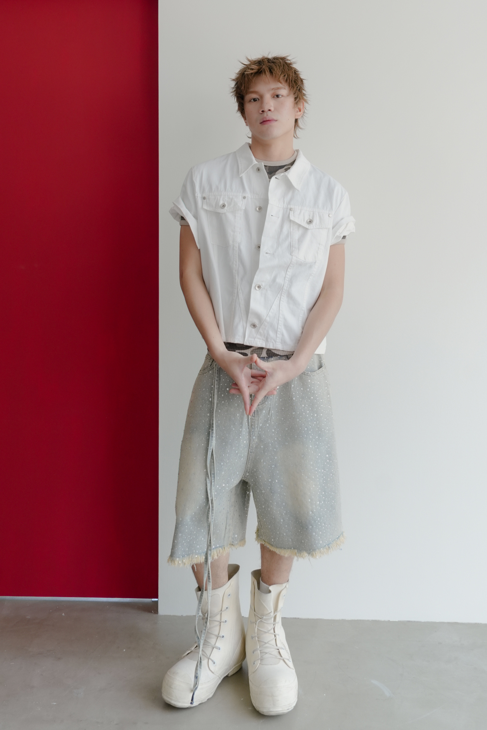 cuffed slash short sleeve jacket #外套