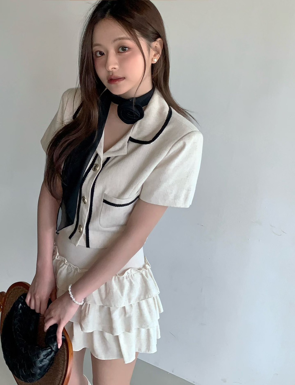 滾線短袖西裝外套  蛋糕褲裙(分售)