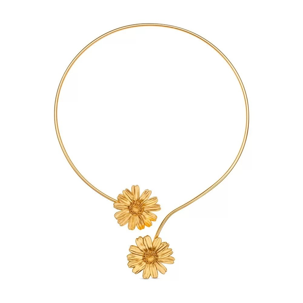 1TA0530-515 [THALLO] 雛菊田野雛菊項鍊，雙花造型，配有柔韌的金屬絲，24k 鍍金純銀 #s156a (EU)