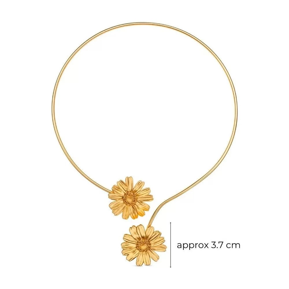 1TA0530-515 [THALLO] 雛菊田野雛菊項鍊，雙花造型，配有柔韌的金屬絲，24k 鍍金純銀 #s156a (EU)