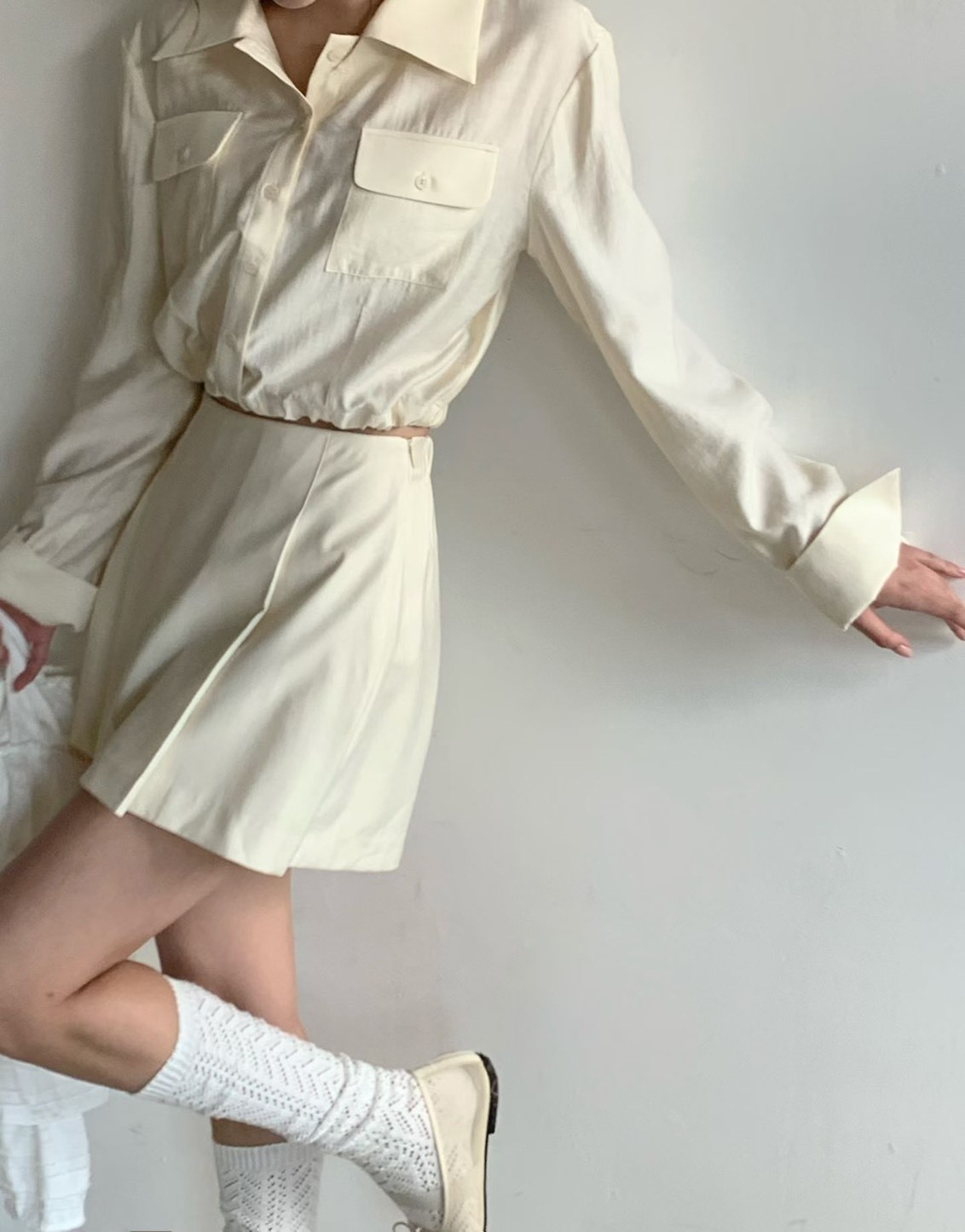 縮擺有領襯衫  短褲裙(分售)