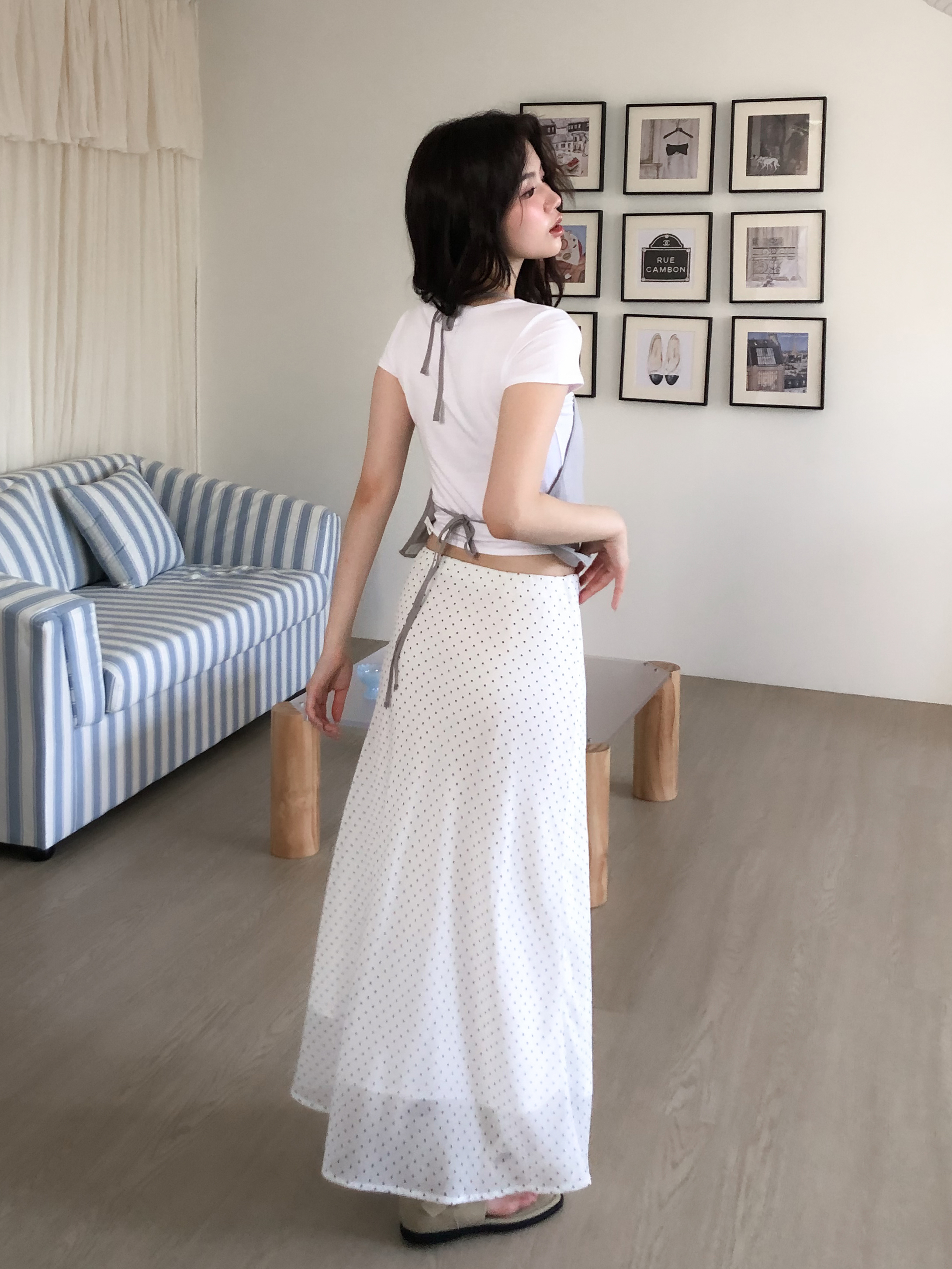 polka dot long skirt #長裙