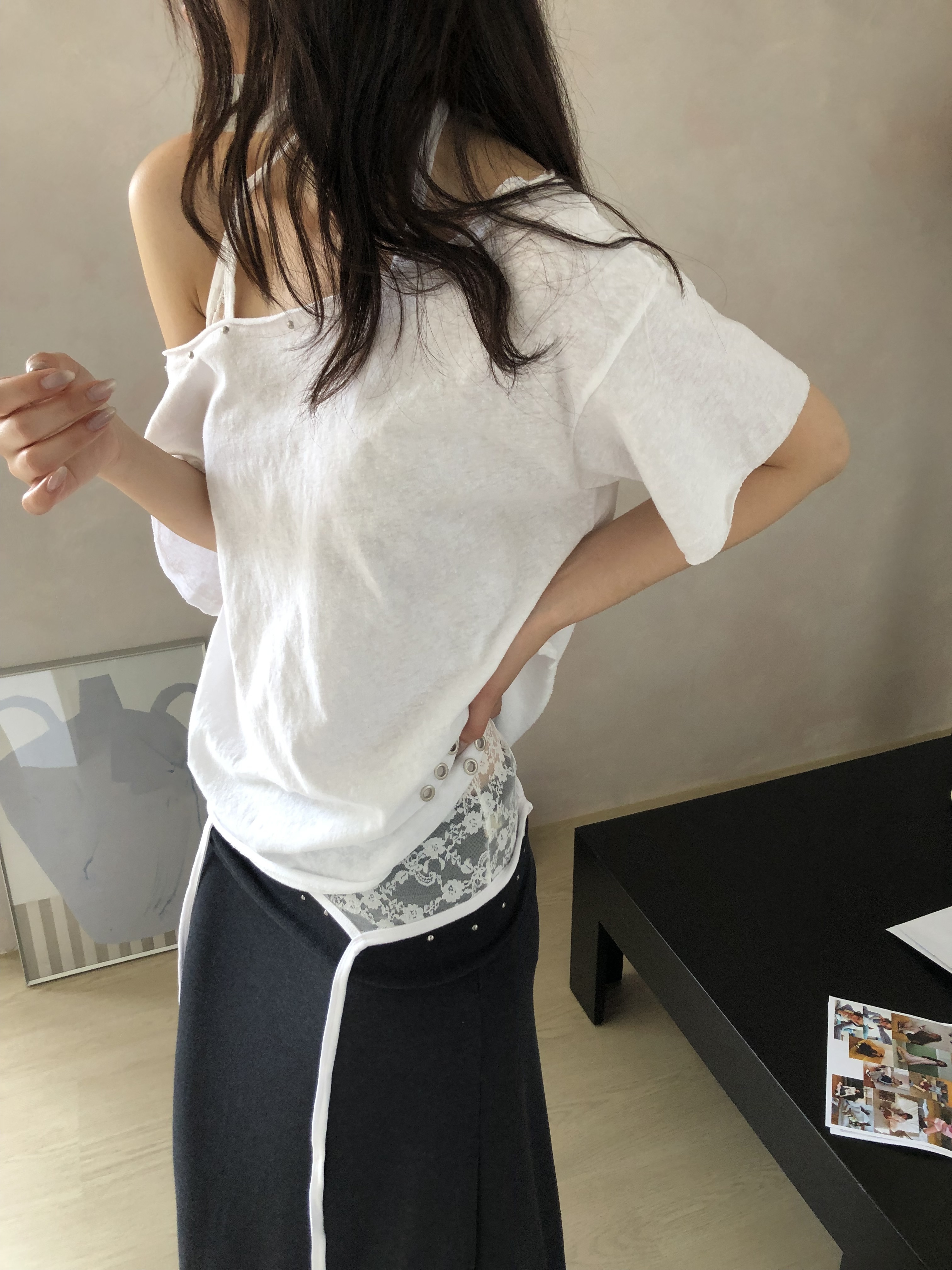 see-through lace sleeveless #背心