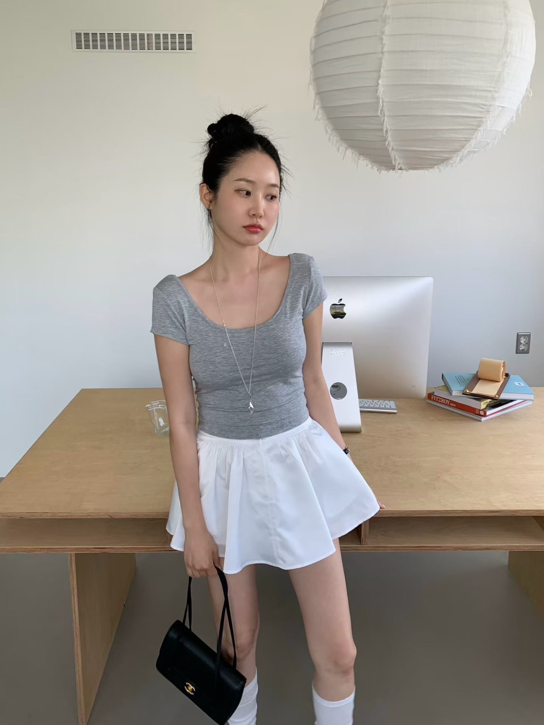 背挖洞綁帶短袖T